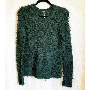 Free People Green Textured Crew Neck Sweater